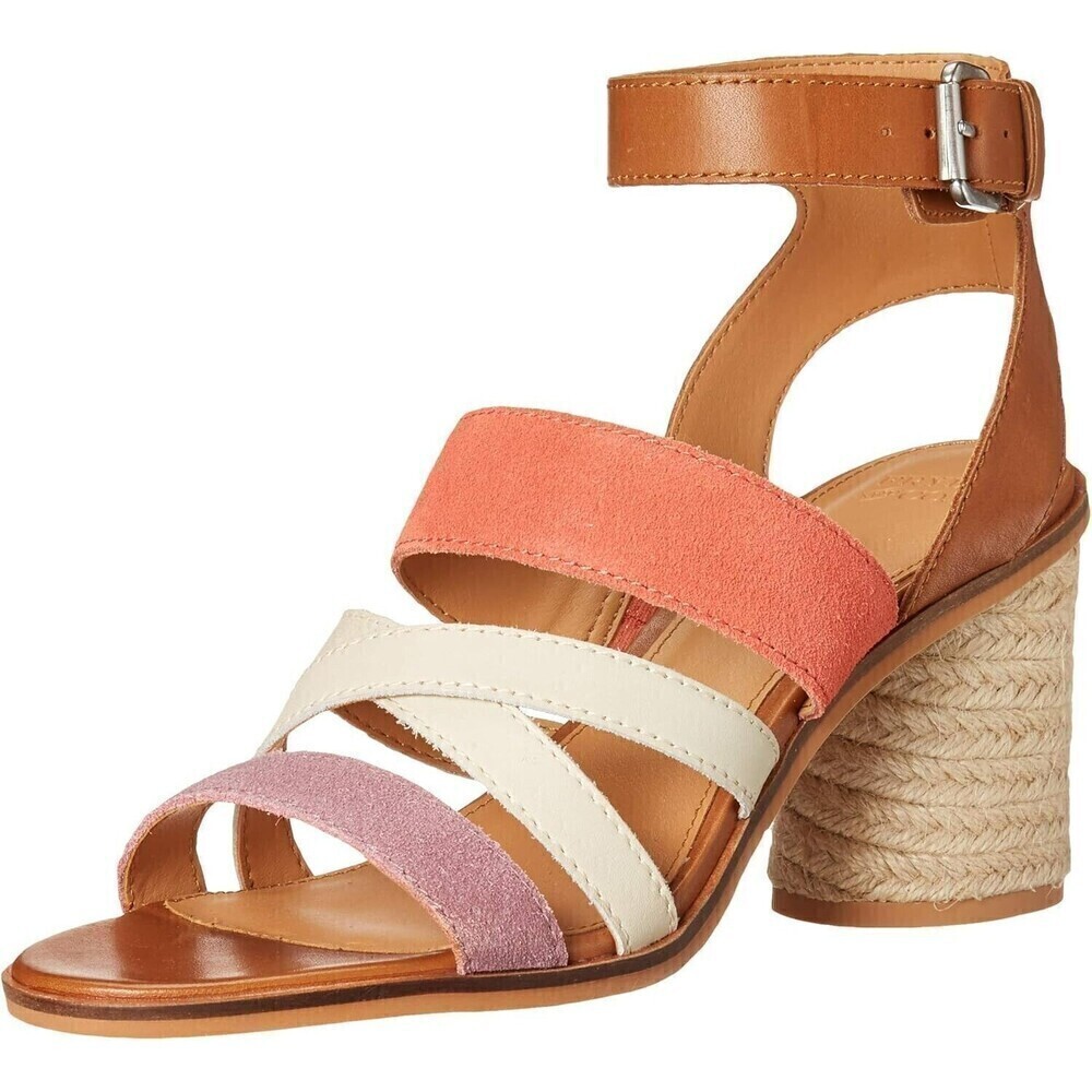 Frye Co Leiah Peach Multi Adjustable Ankle‎ Strap Heeled Sandals 10 Medium Boho